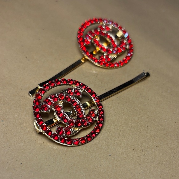 New Luxurious Gold and Red Crystal Hair Clips - Picture 2 of 7